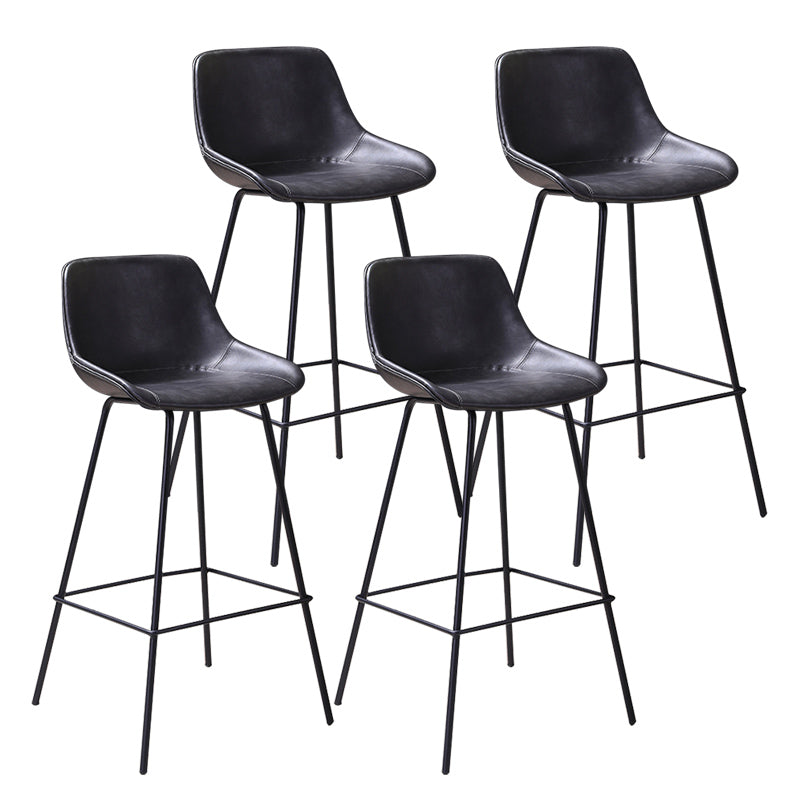 Scandinavian Coffee Shop Low Back Stool Matte Finish Leather Barstool Black 4 Piece Set Clearhalo 'Bar Furniture' 'Bar Stools' 'bar_stools' 'furn' 'furn_bar_stools' 'Furniture' 'furniture_bar_stools' 'Kitchen & Dining Furniture' 4953317