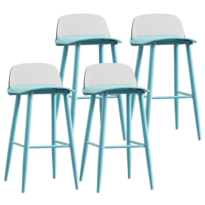 Nordic Armless Backrest Counter Stool Iron Cafe Bar Stool with Acrylic Seat Blue 4 Piece Set Clearhalo 'Bar Furniture' 'Bar Stools' 'bar_stools' 'furn' 'furn_bar_stools' 'Furniture' 'furniture_bar_stools' 'Kitchen & Dining Furniture' 4953445