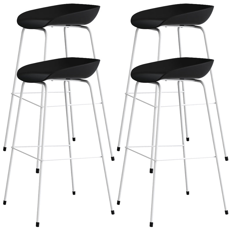 Contemporary Bar-stool Plastic Counter Bar Stool with Metal Legs for Kitchen Black White 4 Piece Set Clearhalo 'Bar Furniture' 'Bar Stools' 'bar_stools' 'furn' 'furn_bar_stools' 'Furniture' 'furniture_bar_stools' 'Kitchen & Dining Furniture' 4953589