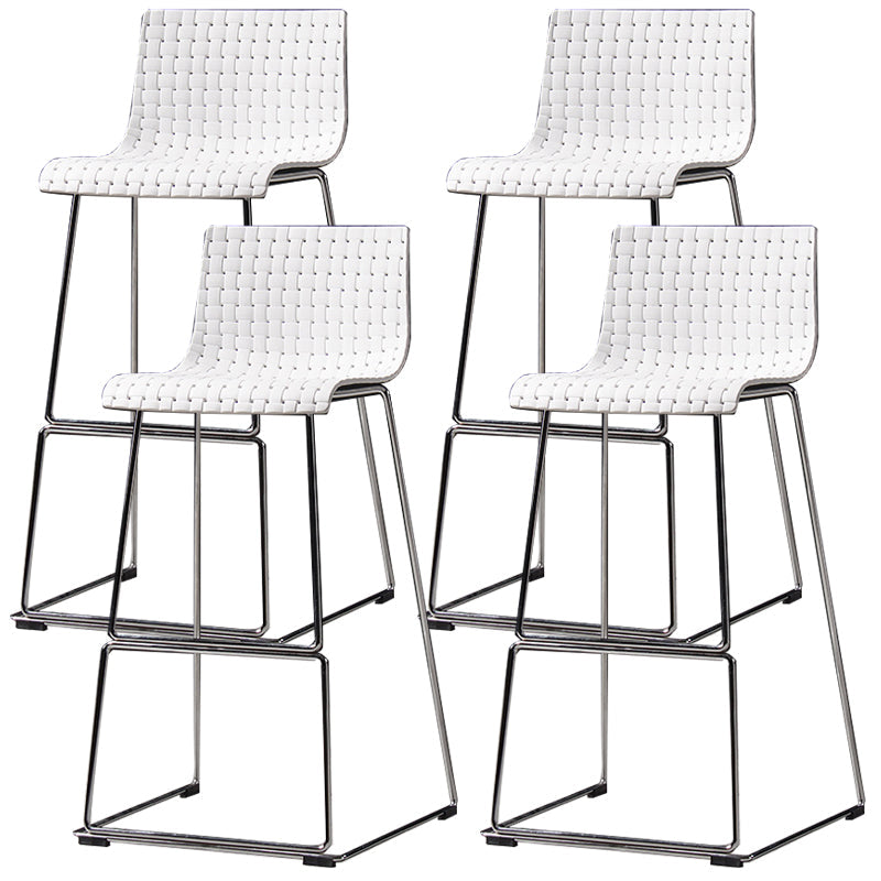 Modern Bar-stool Plastic Counter Bar Stool with Metal Legs for Kitchen White Set of 4 Clearhalo 'Bar Furniture' 'Bar Stools' 'bar_stools' 'Furniture' 'furniture_bar_stools' 'Kitchen & Dining Furniture' 4953656