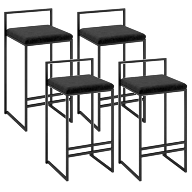 Modern Armless Backrest Counter Stool Iron Cafe Bar Stool with Cushion and Pedal Black 4 Piece Set Clearhalo 'Bar Furniture' 'Bar Stools' 'bar_stools' 'furn' 'furn_bar_stools' 'Furniture' 'furniture_bar_stools' 'Kitchen & Dining Furniture' 4953751