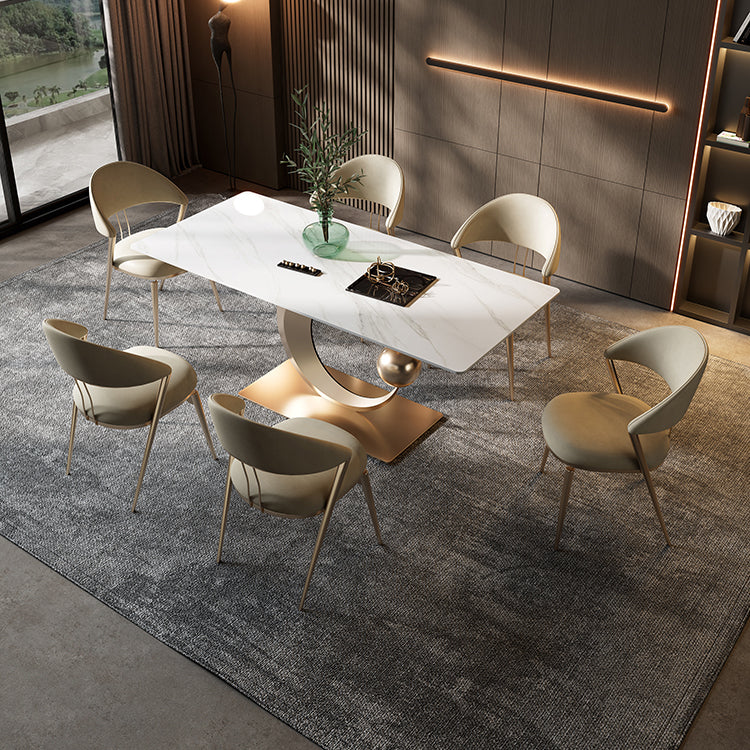 1/4/5/6/7 Pieces Dining Chairs Set Rectangular Table Set Sintered Stone Dining Room Set 7 Pieces: Table, 6 Chairs Clearhalo 'Dining Room Sets' 'Dining Tables & Seating' 'dining_room_set' 'furn' 'furn_dining_room_set' 'Furniture' 'furniture_dining_room_set' 'Kitchen & Dining Furniture' 4953834