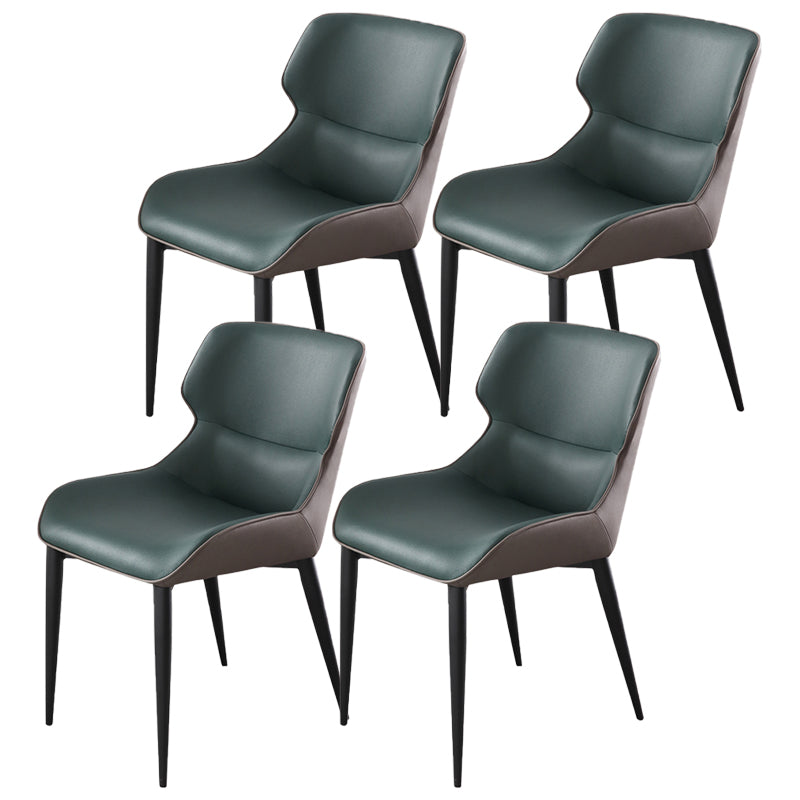 Dining Room Side Dining Chairs Leather Modern Armless Dining Chairs Green 4 Piece Set Clearhalo 'Dining Chairs' 'Dining Tables & Seating' 'dining_chair' 'furn' 'furn_dining_chair' 'Furniture' 'furniture_dining_chair' 'Kitchen & Dining Furniture' 4954918