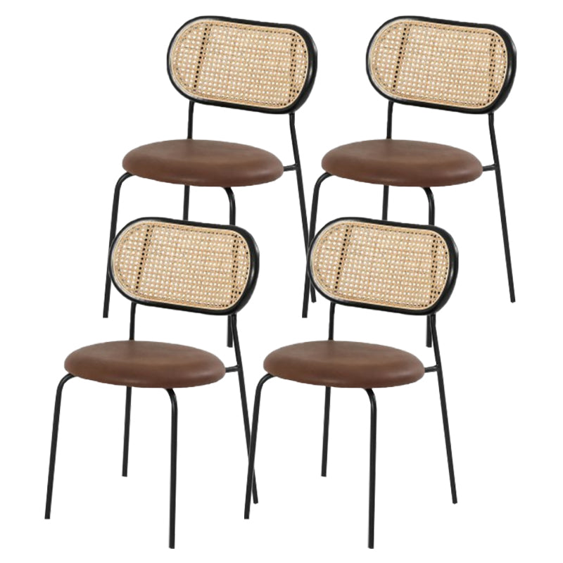 PU Leather Contemporary Side Chair Open Back Dining Chair for Dining Room Black-Brown 4 Piece Set Clearhalo 'Dining Chairs' 'Dining Tables & Seating' 'dining_chair' 'furn' 'furn_dining_chair' 'Furniture' 'furniture_dining_chair' 'Kitchen & Dining Furniture' 4954944