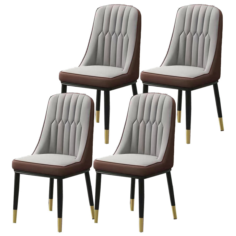 Glam Parsons Dining Side Chair Leather Indoor Dining Chair with Metal Legs Gray 4 Piece Set Brass Gold Clearhalo 'Dining Chairs' 'Dining Tables & Seating' 'dining_chair' 'furn' 'furn_dining_chair' 'Furniture' 'furniture_dining_chair' 'Kitchen & Dining Furniture' 4955076