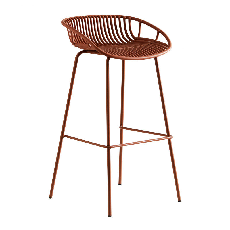 Modern Style Bar-stool Metal Counter Bar Stool with Metal Legs for Kitchen Orange 1 Piece Bar Stool (28" H) Clearhalo 'Bar Furniture' 'Bar Stools' 'bar_stools' 'furn' 'furn_bar_stools' 'Furniture' 'furniture_bar_stools' 'Kitchen & Dining Furniture' 4961277