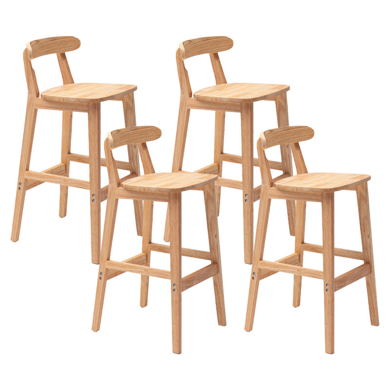 Scandinavian Milk Tea Shop Rubberwood Stool Matte Finish Upholstered Bar Stools Wood 4 Piece Set Clearhalo 'Bar Furniture' 'Bar Stools' 'bar_stools' 'furn' 'furn_bar_stools' 'Furniture' 'furniture_bar_stools' 'Kitchen & Dining Furniture' 4961441