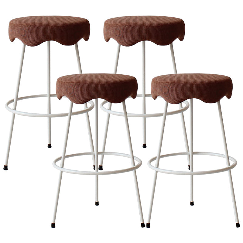Modern Armless Backless Counter Stool Iron Cafe Bar Stool with Flannel Cushion and Pedal Brown 4 Piece Set Clearhalo 'Bar Furniture' 'Bar Stools' 'bar_stools' 'furn' 'furn_bar_stools' 'Furniture' 'furniture_bar_stools' 'Kitchen & Dining Furniture' 4961810