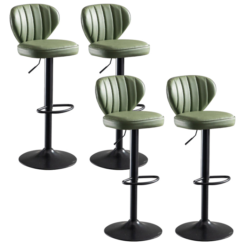 Contemporary Bar-stool Liftable Leather Counter Bar Stool with Metal Legs Light Green Set of 4 Clearhalo 'Bar Furniture' 'Bar Stools' 'bar_stools' 'Furniture' 'furniture_bar_stools' 'Kitchen & Dining Furniture' 4961851