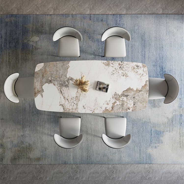 Designer Style 1/2/4/5/7 Pieces Dining Set Sintered Stone Dining Table with Leather Chairs 7 Pieces: Table, 6 Chairs Clearhalo 'Dining Room Sets' 'Dining Tables & Seating' 'dining_room_set' 'furn' 'furn_dining_room_set' 'Furniture' 'furniture_dining_room_set' 'Kitchen & Dining Furniture' 4962054