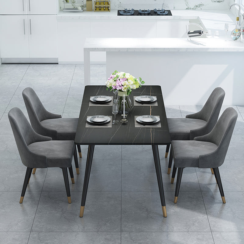 Black Frame Stone Dining Room Table Traditional Luxury Rectangle Dining Table Black Gold 70.9"L x 35.4"W x 29.5"H Without Chairs Clearhalo 'Dining Tables & Seating' 'Dining Tables' 'dining_table' 'furn' 'furn_dining_table' 'Furniture' 'furniture_dining_table' 'Kitchen & Dining Furniture' 'kitchen' 'kitchen_dining_table' 4962168