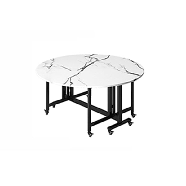Modern Tripod Base Dinette Table Chipboard Folding Table Home Furniture (only Table) White 63"L x 63"W x 29.5"H Without Chairs Clearhalo 'Dining Tables & Seating' 'Dining Tables' 'dining_table' 'furn' 'furn_dining_table' 'Furniture' 'furniture_dining_table' 'Kitchen & Dining Furniture' 'kitchen' 'kitchen_dining_table' 4962416