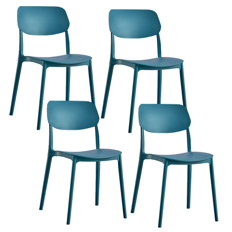 Scandinavian Plastic Side Chair Dining Kitchen Room Open Back Chair Blue 4 Piece Set Clearhalo 'Dining Chairs' 'Dining Tables & Seating' 'dining_chair' 'furn' 'furn_dining_chair' 'Furniture' 'furniture_dining_chair' 'Kitchen & Dining Furniture' 4962782