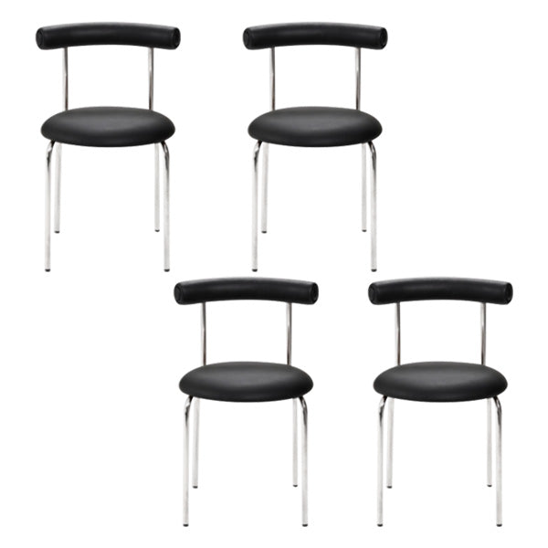Contemporary PU Leather Side Chair Open Back Stackable Dining Side Chair Black 4 Piece Set Clearhalo 'Dining Chairs' 'Dining Tables & Seating' 'dining_chair' 'furn' 'furn_dining_chair' 'Furniture' 'furniture_dining_chair' 'Kitchen & Dining Furniture' 4962837