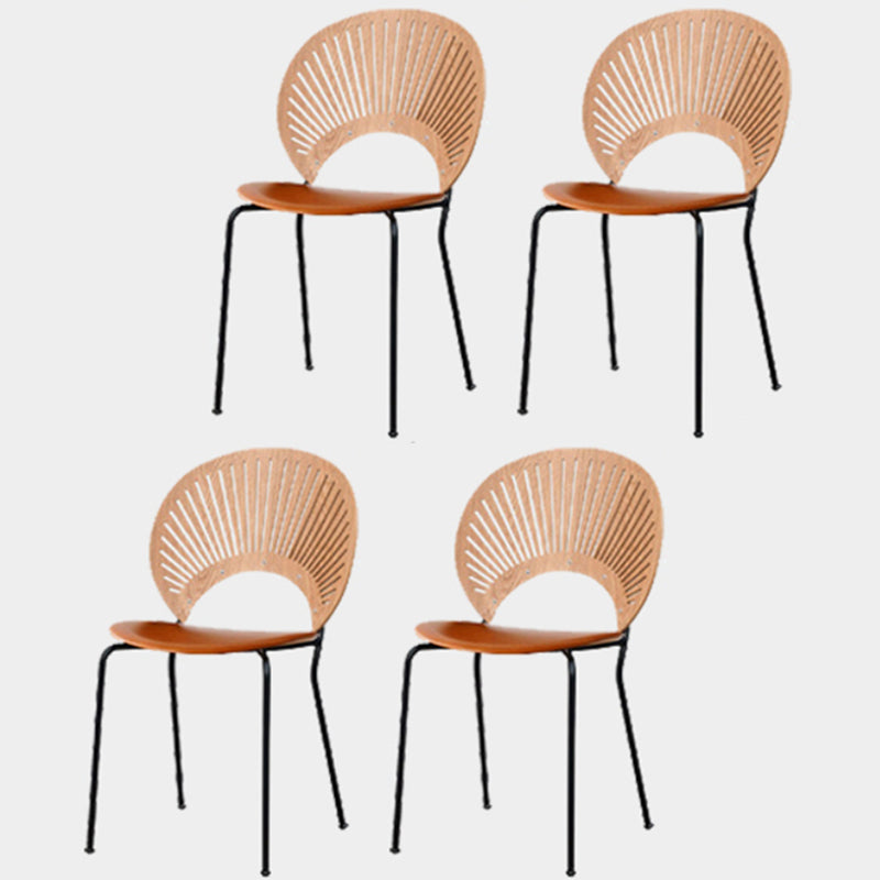 Modern Style Side Chair Open Back Armless Dining Chair for Indoor Brown 4 Piece Set Clearhalo 'Dining Chairs' 'Dining Tables & Seating' 'dining_chair' 'furn' 'furn_dining_chair' 'Furniture' 'furniture_dining_chair' 'Kitchen & Dining Furniture' 4963237