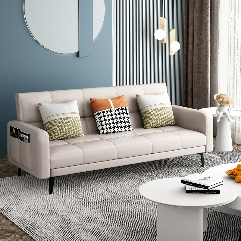 Transitional Modern Biscuit Back Stain Resistant Fabric Sofa 29.53"High Square Arm Sofa Off-White Clearhalo 'furn' 'furn_sofas' 'Furniture' 'furniture_sofas' 'Living Room Furniture' 'Sofa' 'sofas' 4963638