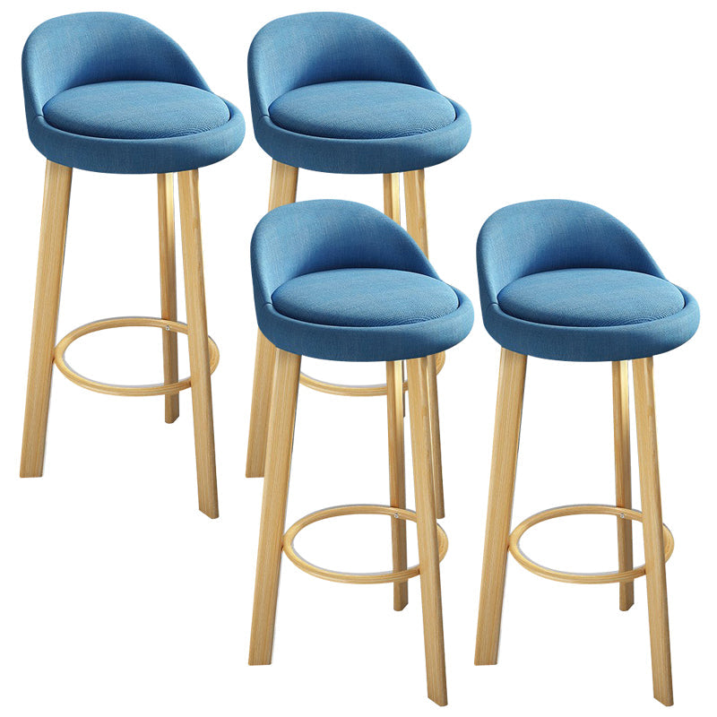 Modern Armless Backrest Counter Stool Steel Cafe Bar Stool with Cushion and Pedal Light Blue 4 Piece Set Clearhalo 'Bar Furniture' 'Bar Stools' 'bar_stools' 'furn' 'furn_bar_stools' 'Furniture' 'furniture_bar_stools' 'Kitchen & Dining Furniture' 4965408