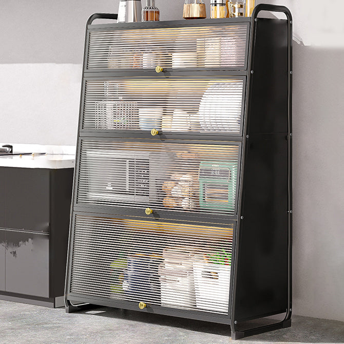 Plastic Door Iron Sideboard Modern Server Cabinet with Storage for Kitchen 39"L x 16"W x 56"H Clearhalo 'buffet_sideboard' 'Buffets & Sideboards' 'furn' 'furn_buffet_sideboard' 'Furniture' 'furniture_buffet_sideboard' 'Kitchen & Dining Furniture' 4965655