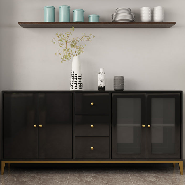 Pine Wood Kitchen Sideboard Cabinet Modern Credenza with Drawer and Storage Black Clearhalo 'buffet_sideboard' 'Buffets & Sideboards' 'furn' 'furn_buffet_sideboard' 'Furniture' 'furniture_buffet_sideboard' 'Kitchen & Dining Furniture' 4965815