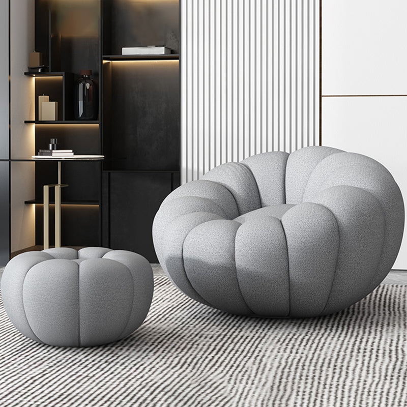 Faux Leather/Faux Fur Chair 37.4" L x 37.4" W x 25.6" H Convertible Chair Faux Leather Gray With Ottoman Clearhalo 'Accent Chairs' 'accent_chairs' 'Chairs & Seating' 'furn' 'furn_accent_chairs' 'Furniture' 'furniture_accent_chairs' 'Living Room Furniture' 4970611