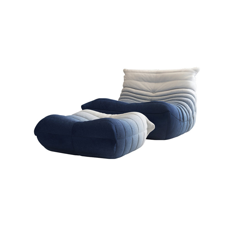 Fabric/Faux Leather Chair 33.4" L x 43.3" W x 30.3 " H Armless Chair for Living Room Blue White Clearhalo 'Accent Chairs' 'accent_chairs' 'Chairs & Seating' 'furn' 'furn_accent_chairs' 'Furniture' 'furniture_accent_chairs' 'Living Room Furniture' 4970666