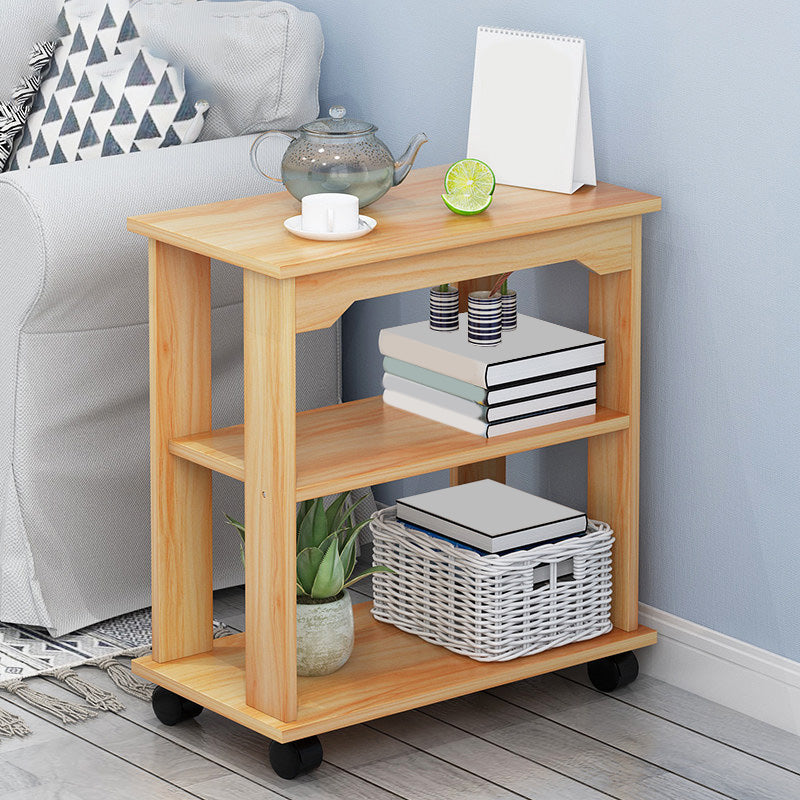 Wooden Craft Wood-based Panel with Wheel Base in Black/wood Color Side Table 24"L x 12"W x 26"H Natural Rectangular Clearhalo 'Coffee & Accent Tables' 'End & Side Tables' 'end_side_table' 'end_side_tables' 'furn' 'furn_end_side_tables' 'Furniture' 'furniture_end_side_table' 'Living Room Furniture' 4970841