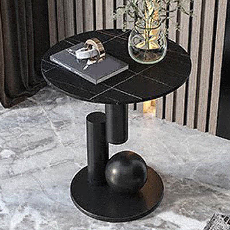 Modern Style Rock Slab Top with Black/gold Metal Work Base Side Table 22"H x 20"L x 20"W Black Black Gold Clearhalo 'Coffee & Accent Tables' 'End & Side Tables' 'end_side_table' 'Furniture' 'furniture_end_side_table' 'Living Room Furniture' 4970875