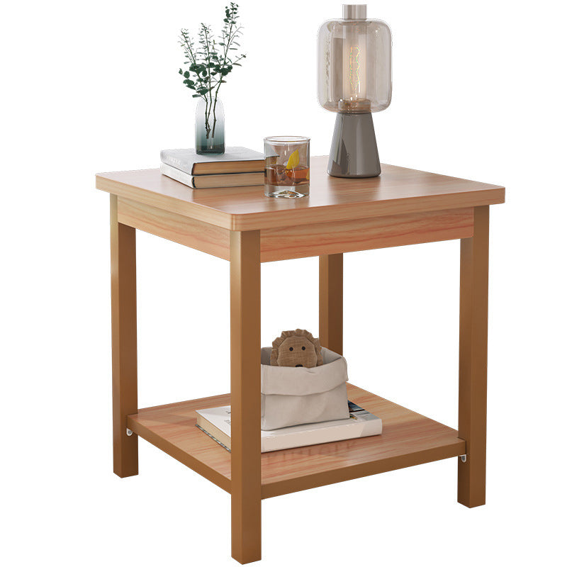 Scandinavian Wooden Geometric Side Table with Storage Shelf in Brown/Natural Clearhalo 'Coffee & Accent Tables' 'End & Side Tables' 'end_side_table' 'Furniture' 'furniture_end_side_table' 'Living Room Furniture' 4970984