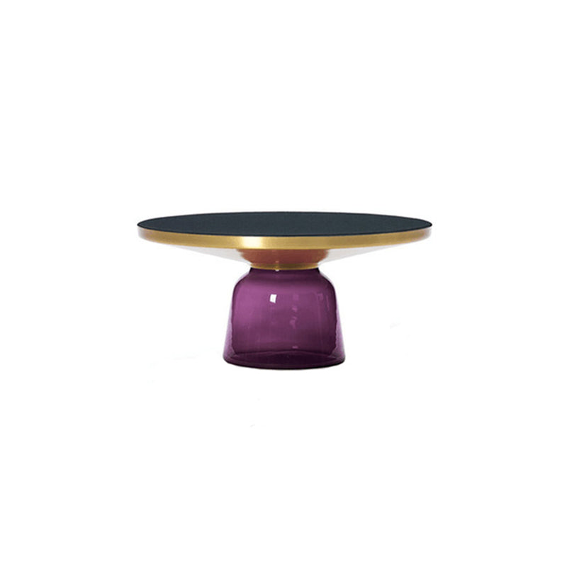 Contemporary Grey/Blue/Yellow/green/Purple Tempered Glass Round End Table 30"L x 30"W x 14"H Purple Clearhalo 'Coffee & Accent Tables' 'End & Side Tables' 'end_side_table' 'end_side_tables' 'furn' 'furn_end_side_tables' 'Furniture' 'furniture_end_side_table' 'Living Room Furniture' 4971055