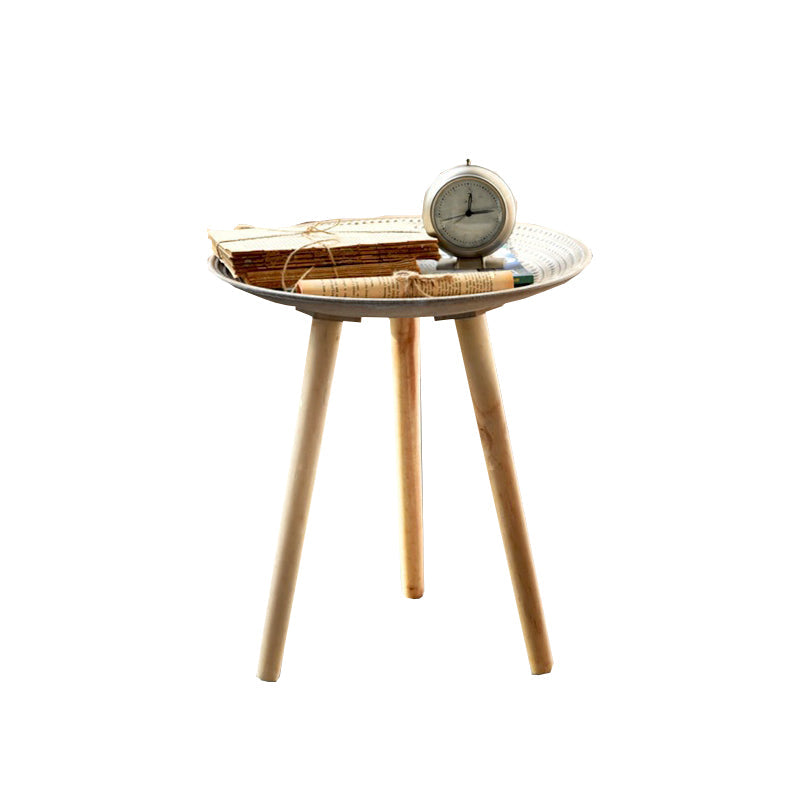 Modern White Wooden Coffee Table Round Coffee Table with Three Legs 20"L x 20"W x 16"H Gray Clearhalo 'Coffee & Accent Tables' 'Coffee Tables' 'coffee_tables' 'furn' 'furn_coffee_tables' 'Furniture' 'furniture_coffee_tables' 'Living Room Furniture' 4971339