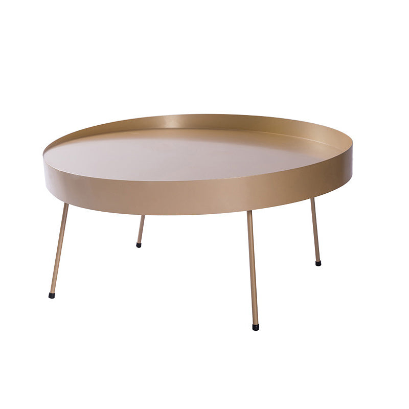 Round with Metal Accents Coffee Table Modern 4 Legs Cocktail Table 31.5"L x 31.5"W x 16.5"H Gold Clearhalo 'Coffee & Accent Tables' 'Coffee Tables' 'coffee_tables' 'furn' 'furn_coffee_tables' 'Furniture' 'furniture_coffee_tables' 'Living Room Furniture' 4971537