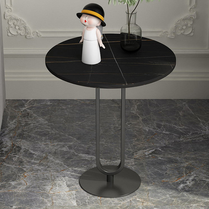 Round Sintered Stone Top End Table 21.6"Tall Pedestal Side Table 20"L x 20"W x 22"H Black Black Gold Clearhalo 'Coffee & Accent Tables' 'Coffee Tables' 'coffee_tables' 'End & Side Tables' 'end_side_tables' 'furn' 'furn_end_side_tables' 'Furniture' 'furniture_coffee_tables' 'Living Room Furniture' 4971550