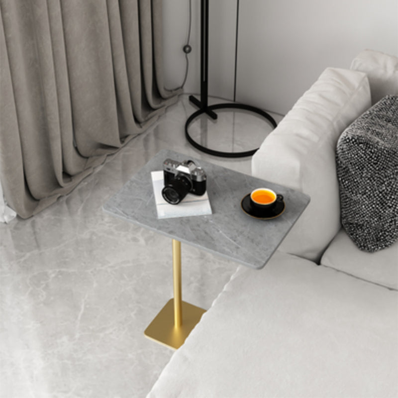 Rectangular Pedestal Stone Side Table 18.9" W x 12.99" D End Table 19"L x 13"W x 26"H Gold Gray Clearhalo 'Coffee & Accent Tables' 'End & Side Tables' 'end_side_table' 'end_side_tables' 'furn' 'furn_end_side_tables' 'Furniture' 'furniture_end_side_table' 'Living Room Furniture' 4972345