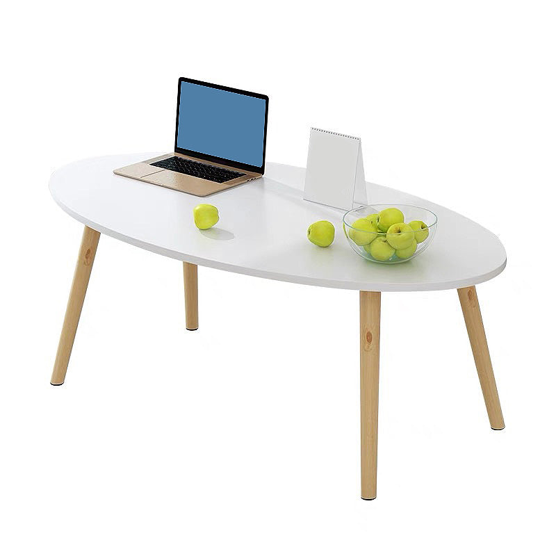 4 Legs Base Design Wood Color Solid Wood White/wood-based Panel Top Coffee Table 47"L x 20"W x 16.5"H White Oval Clearhalo 'Coffee & Accent Tables' 'Coffee Tables' 'coffee_tables' 'furn' 'furn_coffee_tables' 'Furniture' 'furniture_coffee_tables' 'Living Room Furniture' 4972582