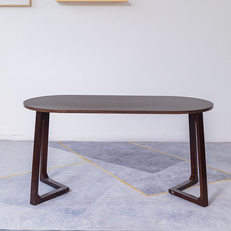 Sleigh Shaped Base Design Walnut/wood Rubber Wood Rectangular & Oval Coffee Table Walnut Oval Clearhalo 'Coffee & Accent Tables' 'Coffee Tables' 'coffee_tables' 'furn' 'furn_coffee_tables' 'Furniture' 'furniture_coffee_tables' 'Living Room Furniture' 4972693