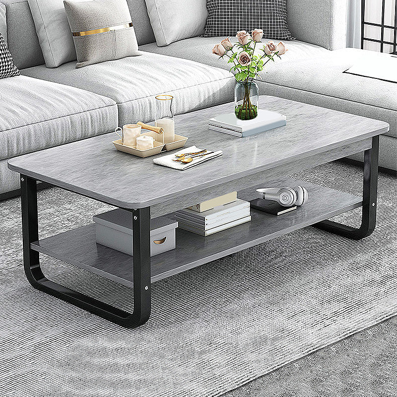 16.5"H Modern Solid Mental Base Black /Gold/white Rectangular Coffee Table 47"L x 24"W x 16.5"H Gray Black Clearhalo 'Coffee & Accent Tables' 'Coffee Tables' 'coffee_tables' 'furn' 'furn_coffee_tables' 'Furniture' 'furniture_coffee_tables' 'Living Room Furniture' 4972855