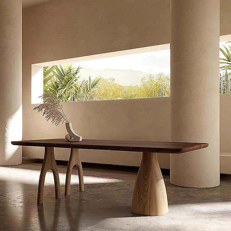 Modern Style 3 Legs Base Design Brown Pine Rectangular Coffee Table 141.7"L x 43.3"W x 29.5"H Clearhalo 'Coffee & Accent Tables' 'Coffee Tables' 'coffee_tables' 'furn' 'furn_coffee_tables' 'Furniture' 'furniture_coffee_tables' 'Living Room Furniture' 4972915