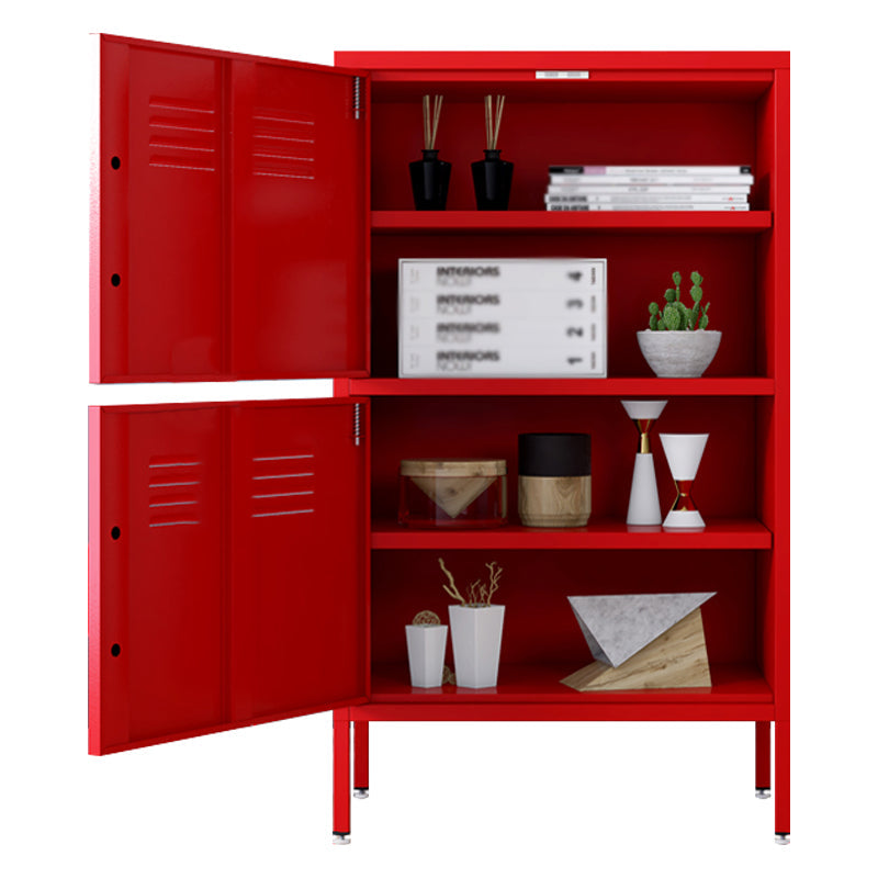 Steel Dining Room Sideboard Cabinet Modern Server Cabinet with Storage Red 2 Clearhalo 'buffet_sideboard' 'Buffets & Sideboards' 'furn' 'furn_buffet_sideboard' 'Furniture' 'furniture_buffet_sideboard' 'Kitchen & Dining Furniture' 4974755