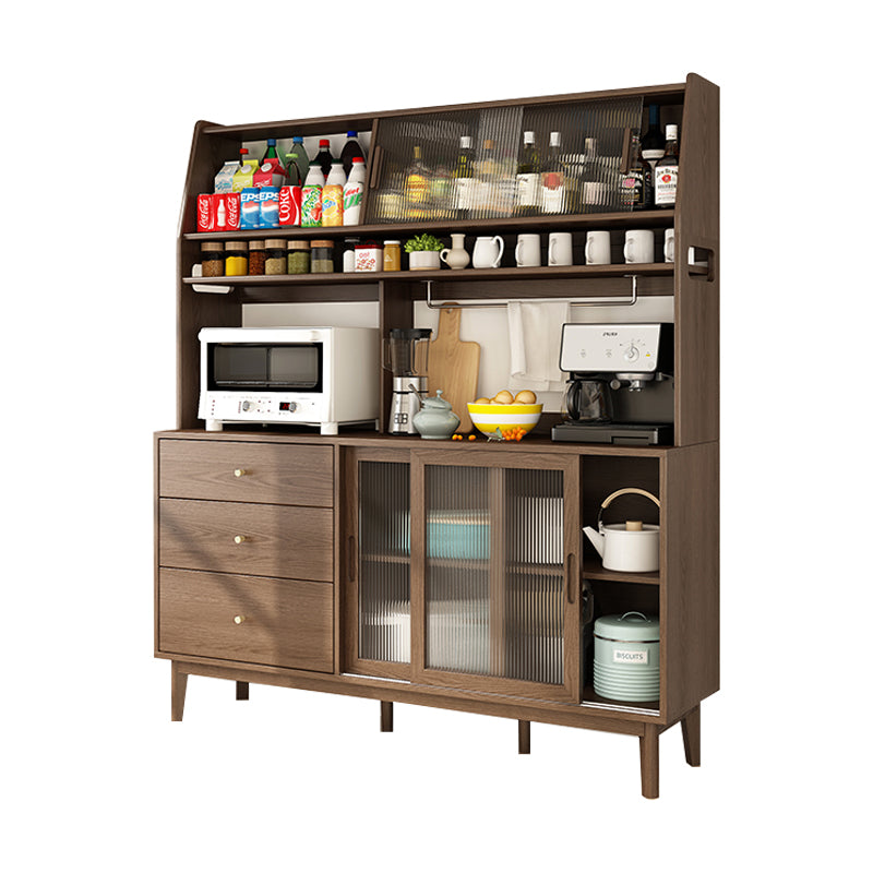 3-Drawer Rubber Wood Sideboard Modern Adjustable Shelving Credenza for Living Room Walnut 59"L x 16"W x 67"H Clearhalo 'buffet_sideboard' 'Buffets & Sideboards' 'Furniture' 'furniture_buffet_sideboard' 'Kitchen & Dining Furniture' 4974854