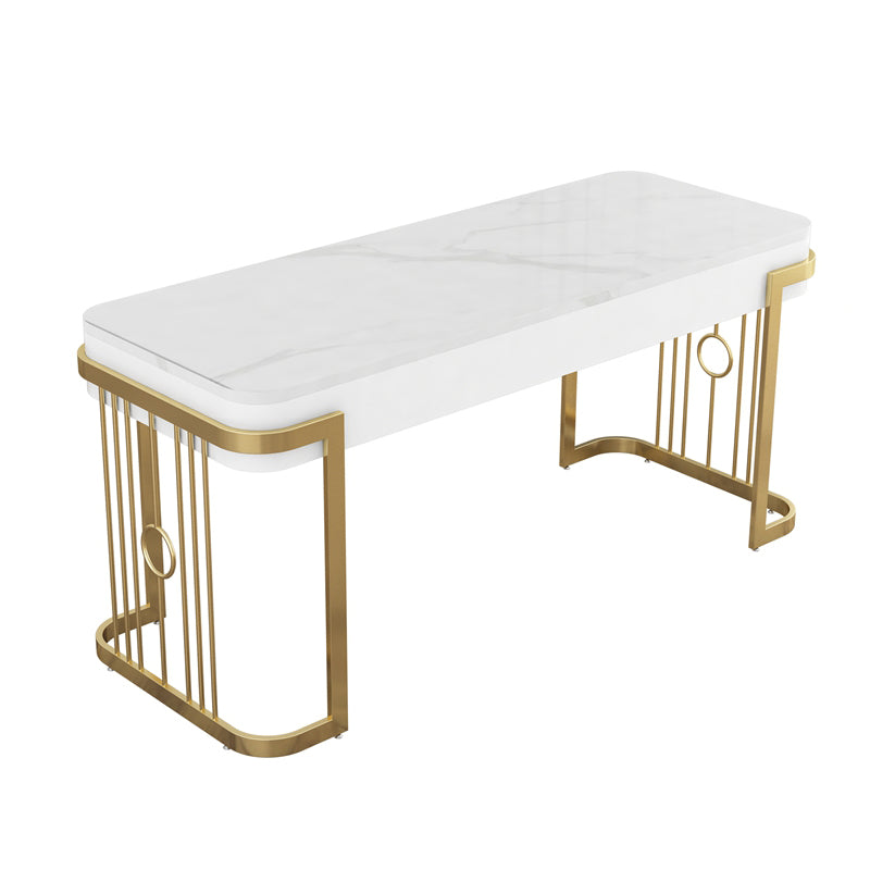 Home Office Writing Desk Glam Style Curved Imitation Marble Writing Desk Marble Clearhalo 'furn' 'furn_office_desk' 'Furniture' 'furniture_office_desk' 'Office Desks' 'Office Furniture' 'office_desk' 4975026