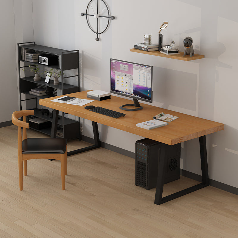 Industrial Style Home Office Desk Rectangle Solid Wood Writing Desk 78.7"L x 31.5"W x 29.5"H Clearhalo 'furn' 'furn_office_desk' 'Furniture' 'furniture_office_desk' 'Office Desks' 'Office Furniture' 'office_desk' 4975060