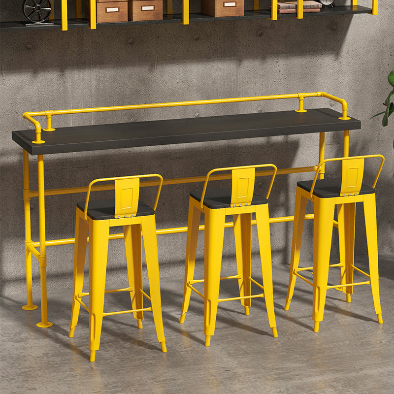 Modern Black and Yellow Bistro Bar Table Balcony Metal Height Cocktail Table 78.7"L x 17.7"W x 41.3"H Without Chairs Clearhalo 'Bar Furniture' 'Bar Tables' 'bar_tables' 'furn' 'furn_bar_tables' 'Furniture' 'furniture_bar_tables' 'Kitchen & Dining Furniture' 4976711
