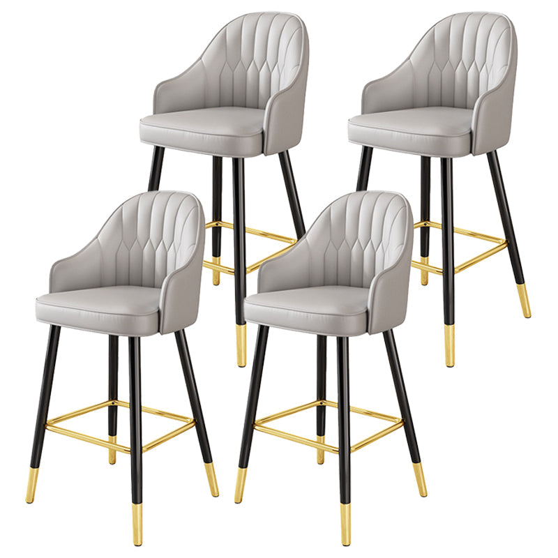 Scandinavian Home Armed Stool Matte Finish Upholstered Bar Stools Grey 4 Piece Set Clearhalo 'Bar Furniture' 'Bar Stools' 'bar_stools' 'furn' 'furn_bar_stools' 'Furniture' 'furniture_bar_stools' 'Kitchen & Dining Furniture' 4977076