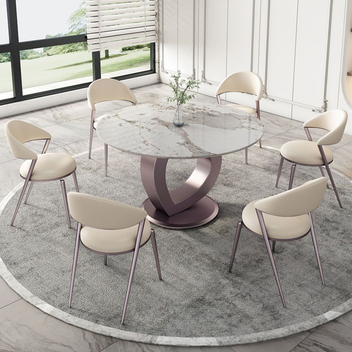 1/2/5/7 Pcs Dining Table Set with Sintered Stone Top Dining Table Set with Chair 7 Pieces: Table, 6 Chairs Clearhalo 'Dining Room Sets' 'Dining Tables & Seating' 'dining_room_set' 'furn' 'furn_dining_room_set' 'Furniture' 'furniture_dining_room_set' 'Kitchen & Dining Furniture' 4977579