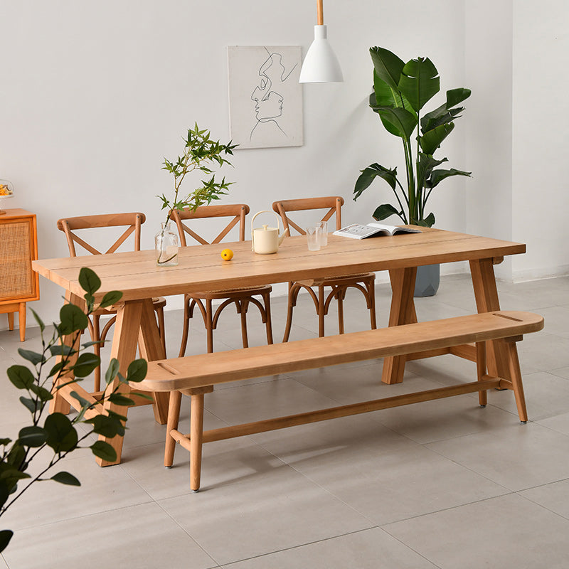 Modern 1/2/4/5 Pieces Dining Bench Set Rectangle Pine Wood Dining Table for Kitchen 5 Pieces: Table, 3 Chairs, 1 Bench Clearhalo 'Dining Room Sets' 'Dining Tables & Seating' 'dining_room_set' 'furn' 'furn_dining_room_set' 'Furniture' 'furniture_dining_room_set' 'Kitchen & Dining Furniture' 4977630