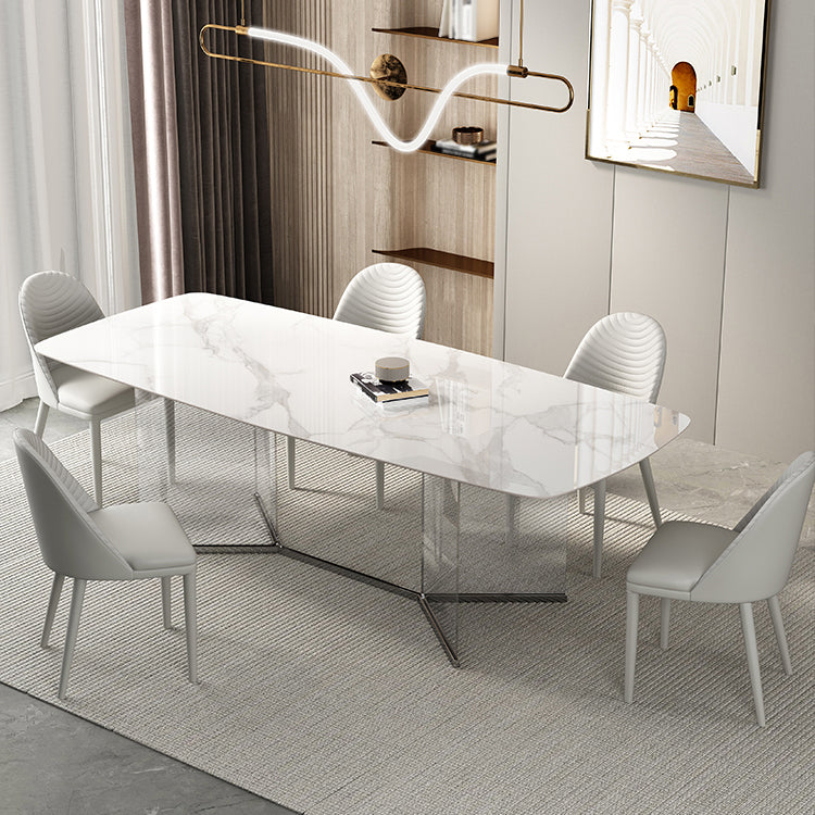 Modern 1/3/4/5/6 Pieces Dining Set Rectangle Sintered Stone Dining Table Set 6 Pieces: Table, 5 Chairs Clearhalo 'Dining Room Sets' 'Dining Tables & Seating' 'dining_room_set' 'furn' 'furn_dining_room_set' 'Furniture' 'furniture_dining_room_set' 'Kitchen & Dining Furniture' 4977778