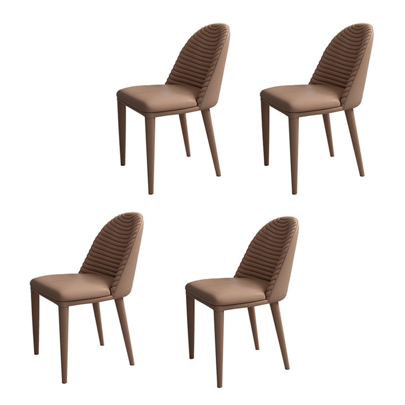 Glam Dining Room Side Chairs Faux Leather Metal Base Armless Chairs Orange 4 Piece Set Clearhalo 'Dining Chairs' 'Dining Tables & Seating' 'dining_chair' 'furn' 'furn_dining_chair' 'Furniture' 'furniture_dining_chair' 'Kitchen & Dining Furniture' 4978384