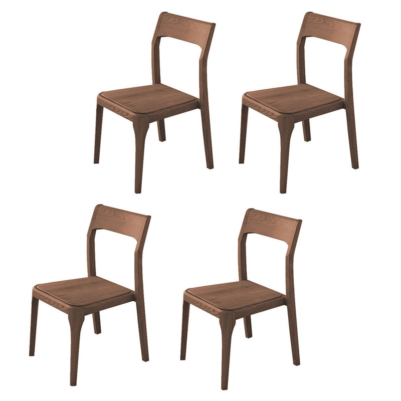 Armless Dining Chairs Modern Ash Wood Side Chairs for Dining Room Walnut Non-Upholstered Chair(s) 4 Piece Set Clearhalo 'Dining Chairs' 'Dining Tables & Seating' 'dining_chair' 'furn' 'furn_dining_chair' 'Furniture' 'furniture_dining_chair' 'Kitchen & Dining Furniture' 4978423