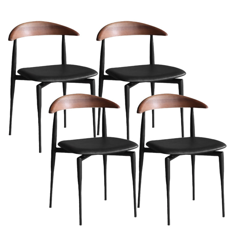 Modern Style Faux Leather Chair Open Back Armless Dining Chair Brown-Black 4 Piece Set Clearhalo 'Dining Chairs' 'Dining Tables & Seating' 'dining_chair' 'furn' 'furn_dining_chair' 'Furniture' 'furniture_dining_chair' 'Kitchen & Dining Furniture' 4978878