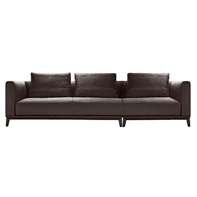 31" High Contemporary Square Arm Standard Sofa with Cushions for Living Room, Dark Brown 106"L x 35.5"W x 31.5"H Clearhalo 'furn' 'furn_sofas' 'Furniture' 'furniture_sofas' 'Living Room Furniture' 'Sofa' 'sofas' 4982884